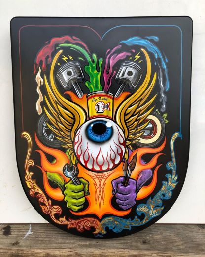 Eyeball & Piston Flame Toilet Lid Decal