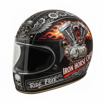 Retro Flashback: Traditional Tattoo Art Biker Helmet