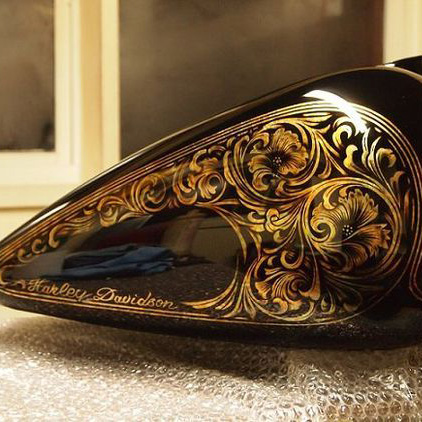 Elegant Baroque Gold Floral Pattern Universal Motorcycle Tank Decal