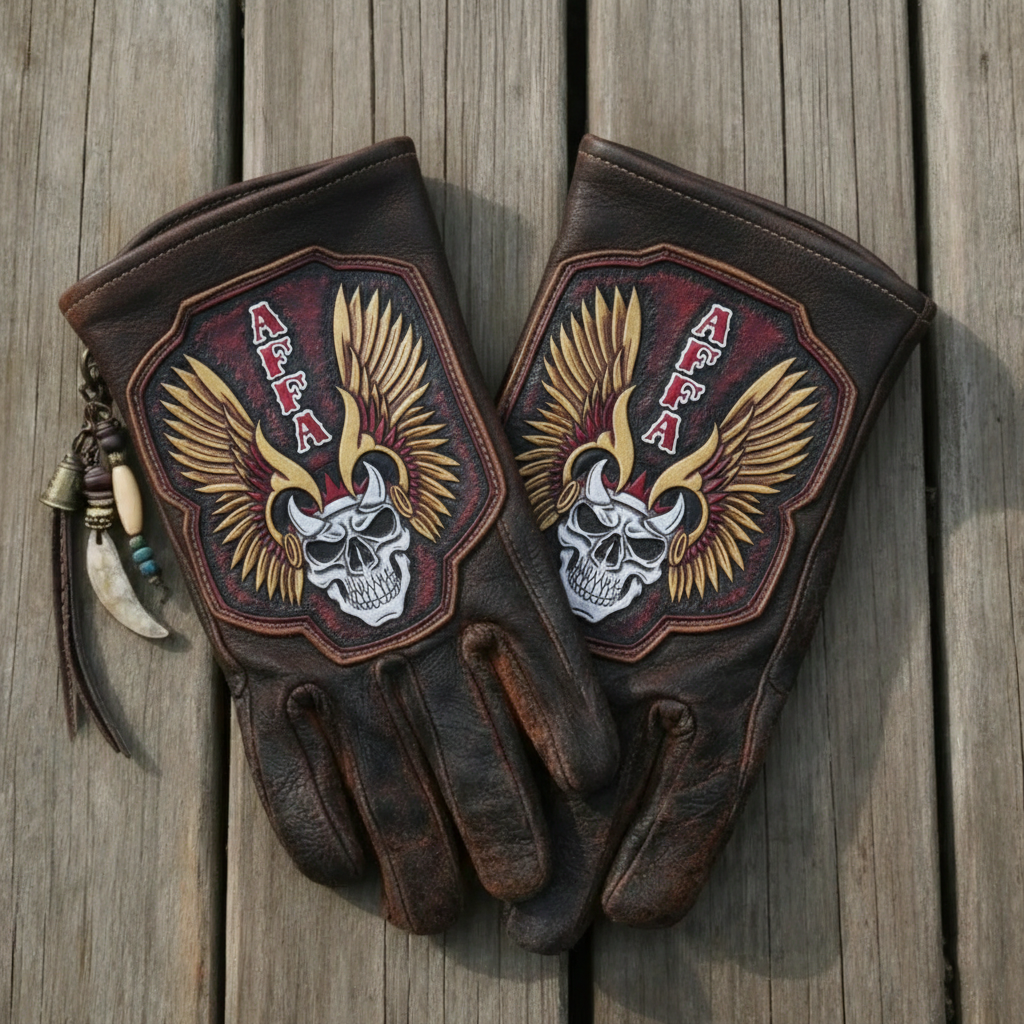 Vintage Style Pattern Motorcycle Riding Gloves