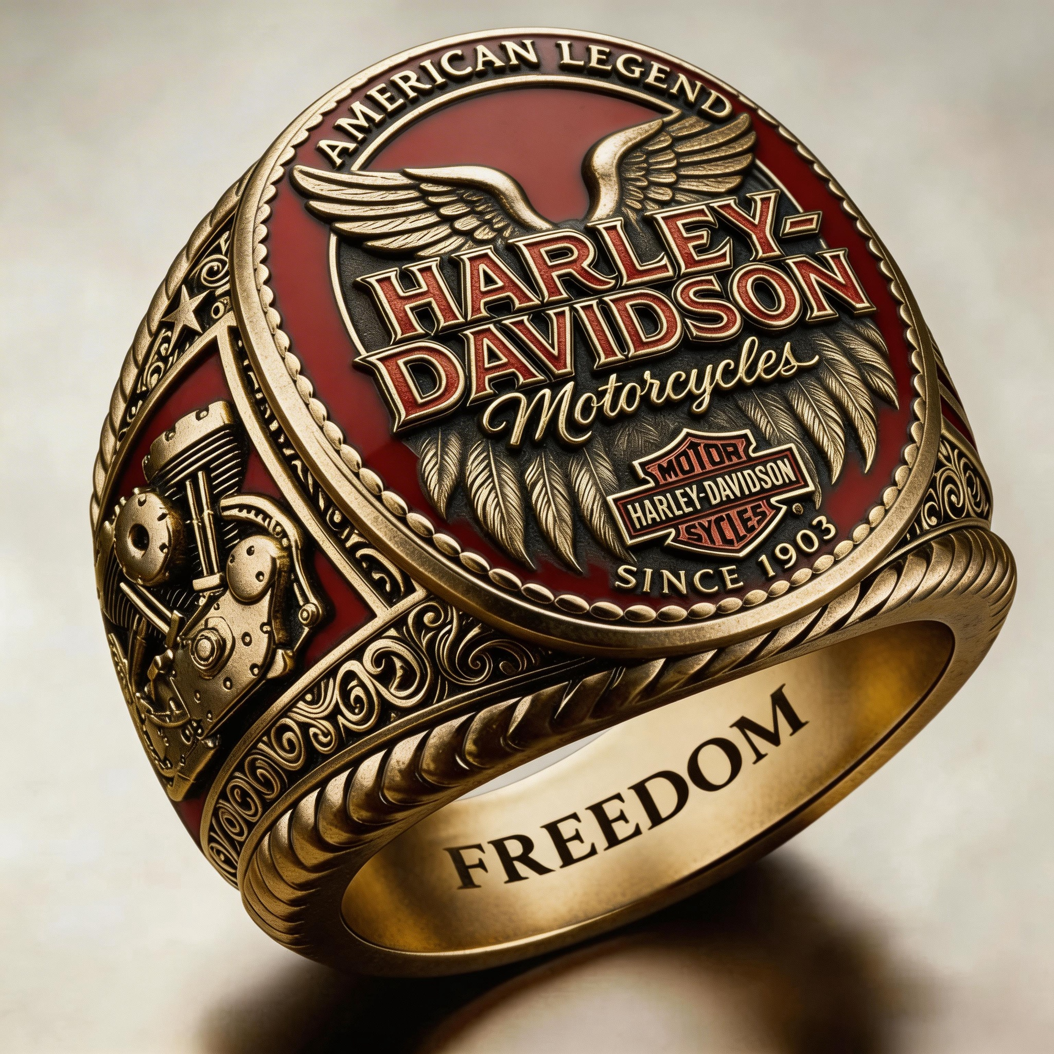 Classic American Motorcycle Style Vintage Biker Ring