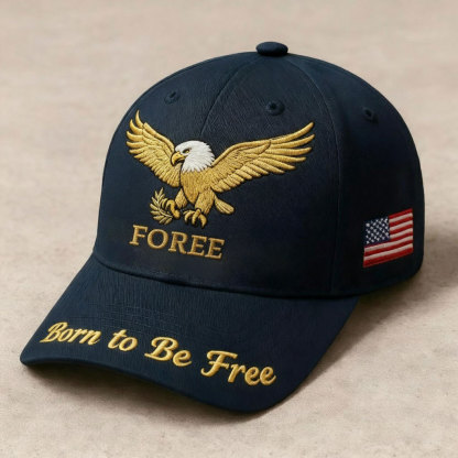 Gold Embroidered "Born to Be Free" Statement Cap