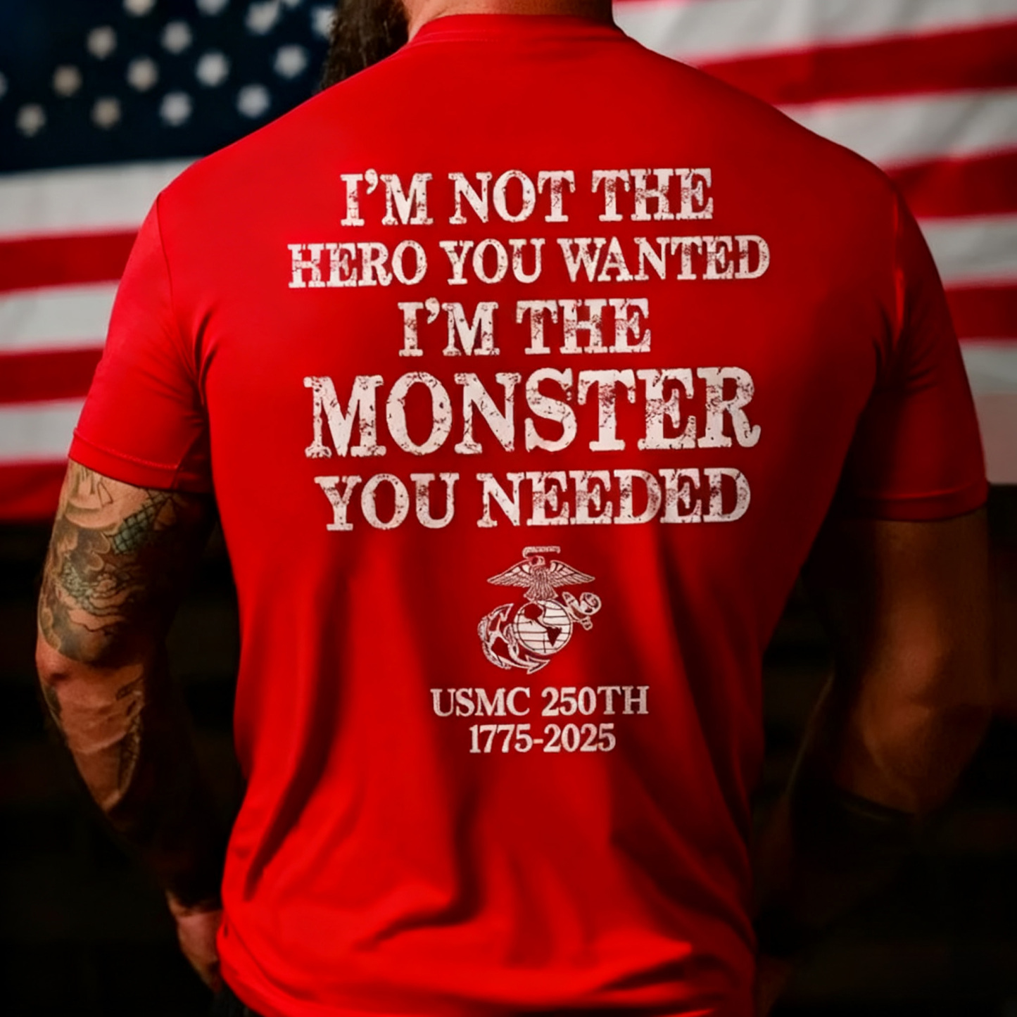 USMC 250th Anniversary Retro Style Hardcore Slogan T-shirt
