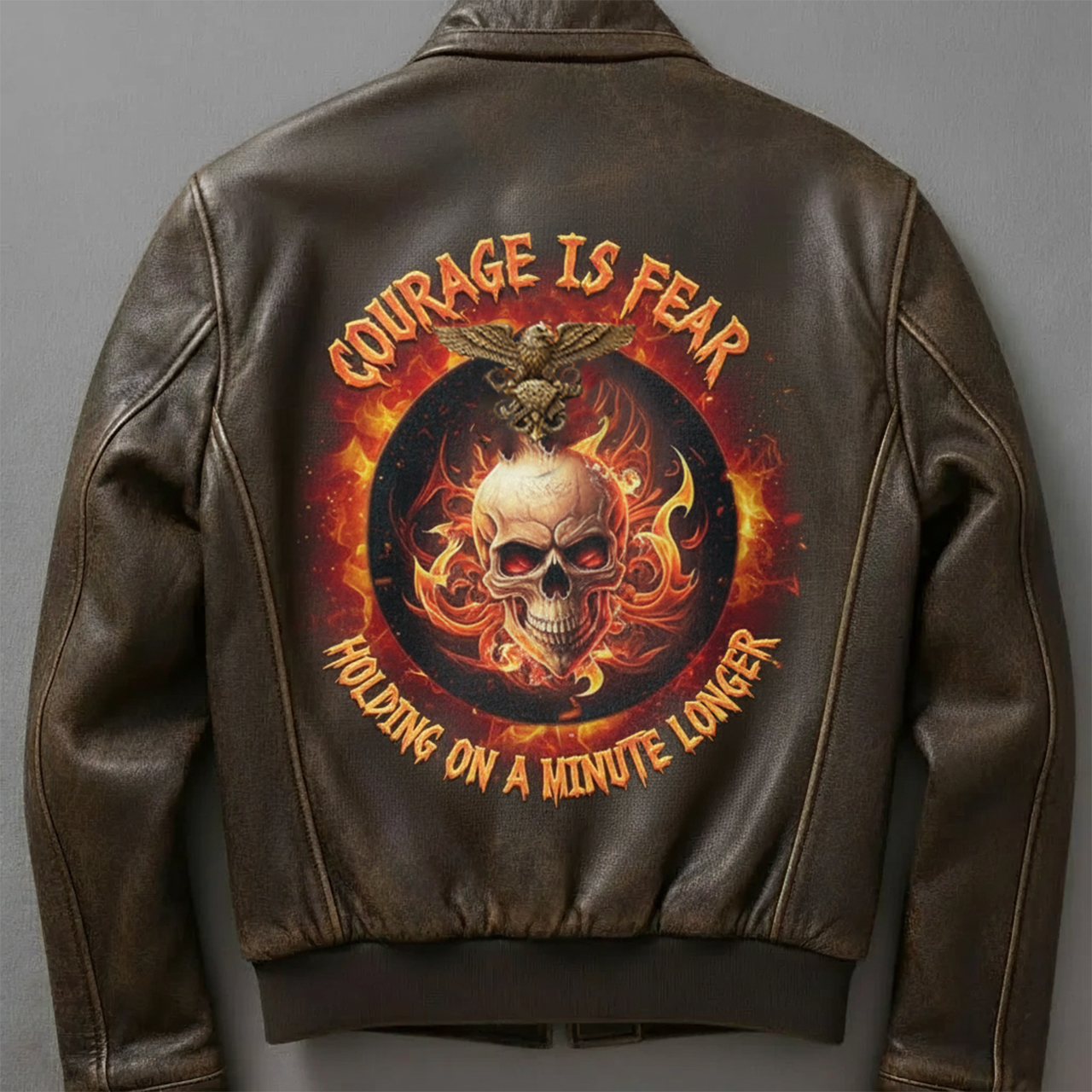 Courage Is Fear Holding On A Minute Longer leather jacket
