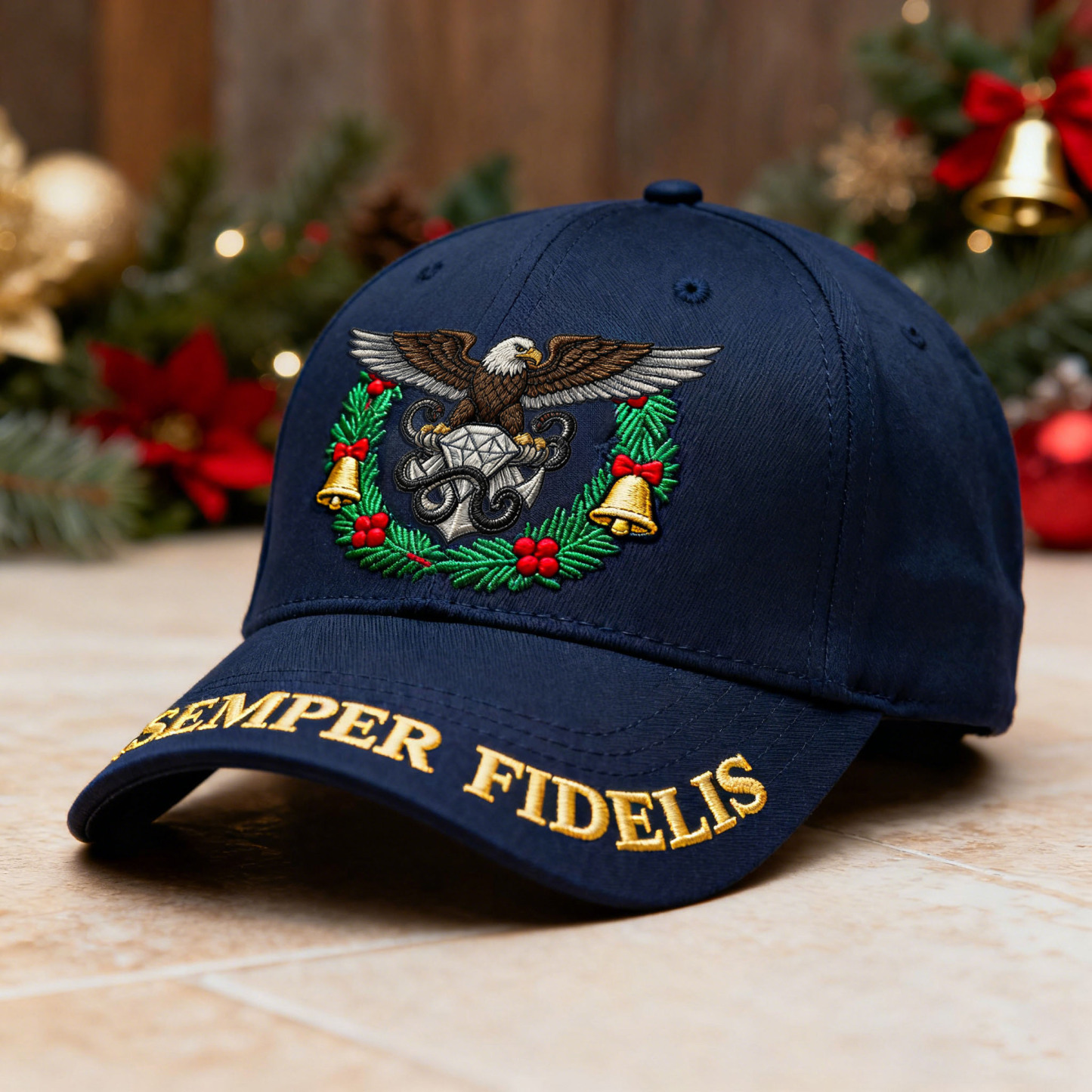 Patriotic Holiday Hat with Eagle & Bells – Semper Fidelis Cap