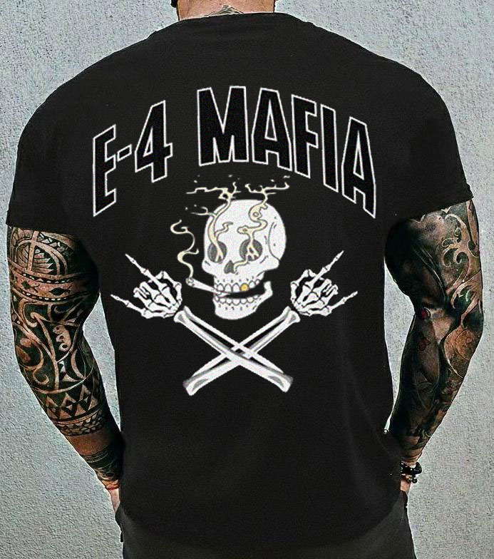 E-4 Mafia Skull Crew Graphic Tee