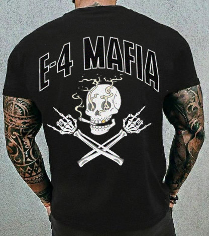 E-4 Mafia Skull Crew Graphic Tee