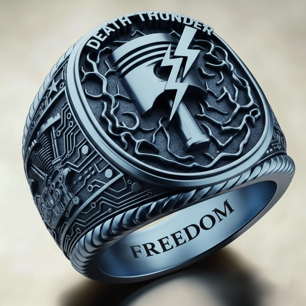 Steampunk Mechanical Gear Industrial Motorcycle Style Signet Ring