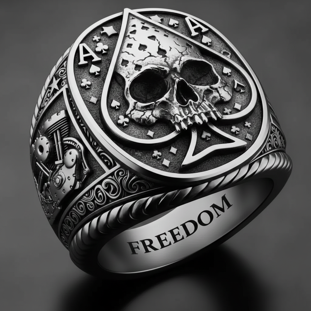 Steampunk Mechanical Gear Industrial Motorcycle Style Signet Ring