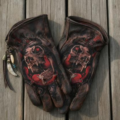 Gothic Skull Rider Motorcycle Gloves