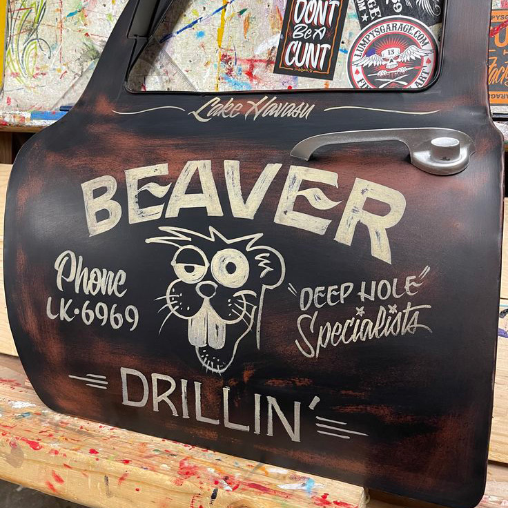 Vintage Cartoon Beaver Repair Shop Magnetic Car Decal