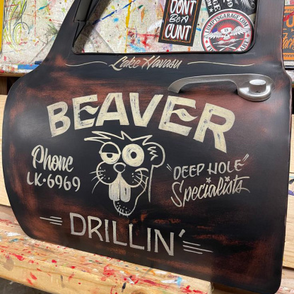 Vintage Cartoon Beaver Repair Shop Magnetic Car Decal