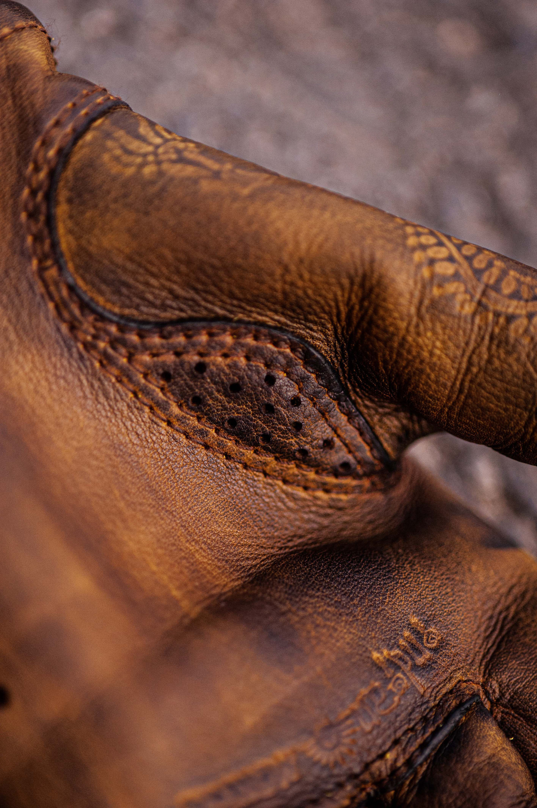 Vintage Distressed Brown Leather Handmade Motorcycle Riding Gloves