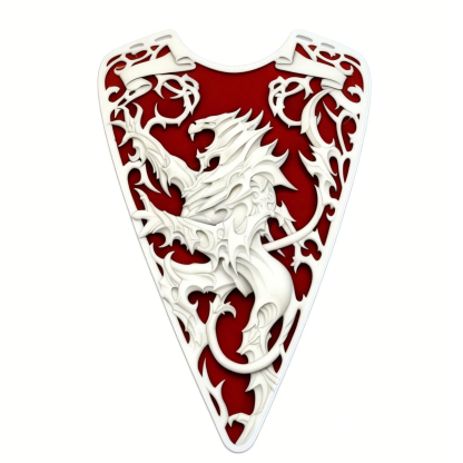 Gothic Baroque Heraldic Griffin Creature Red Texture Motorcycle Tank Decal