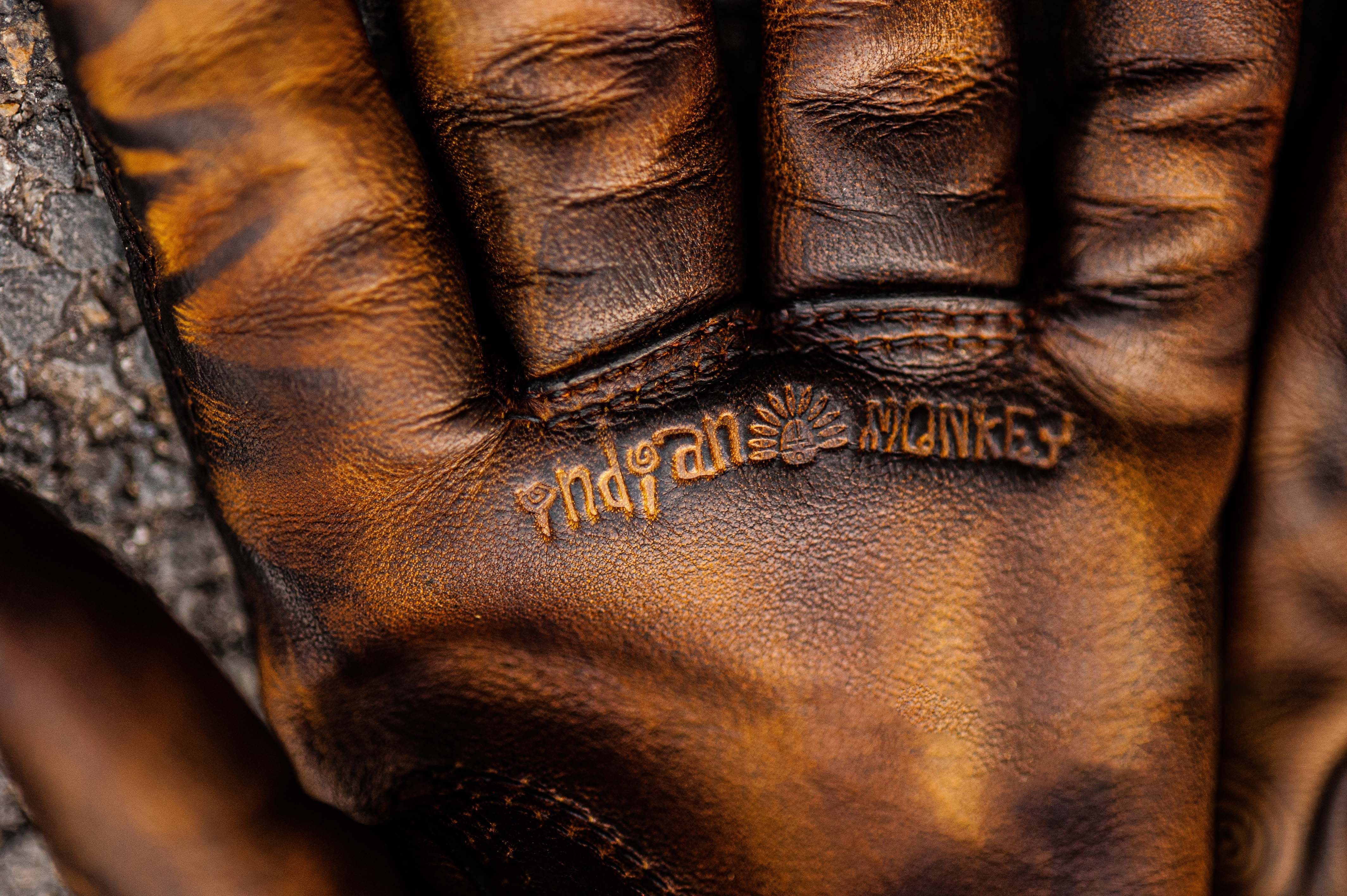 Vintage Distressed Brown Leather Handmade Motorcycle Riding Gloves