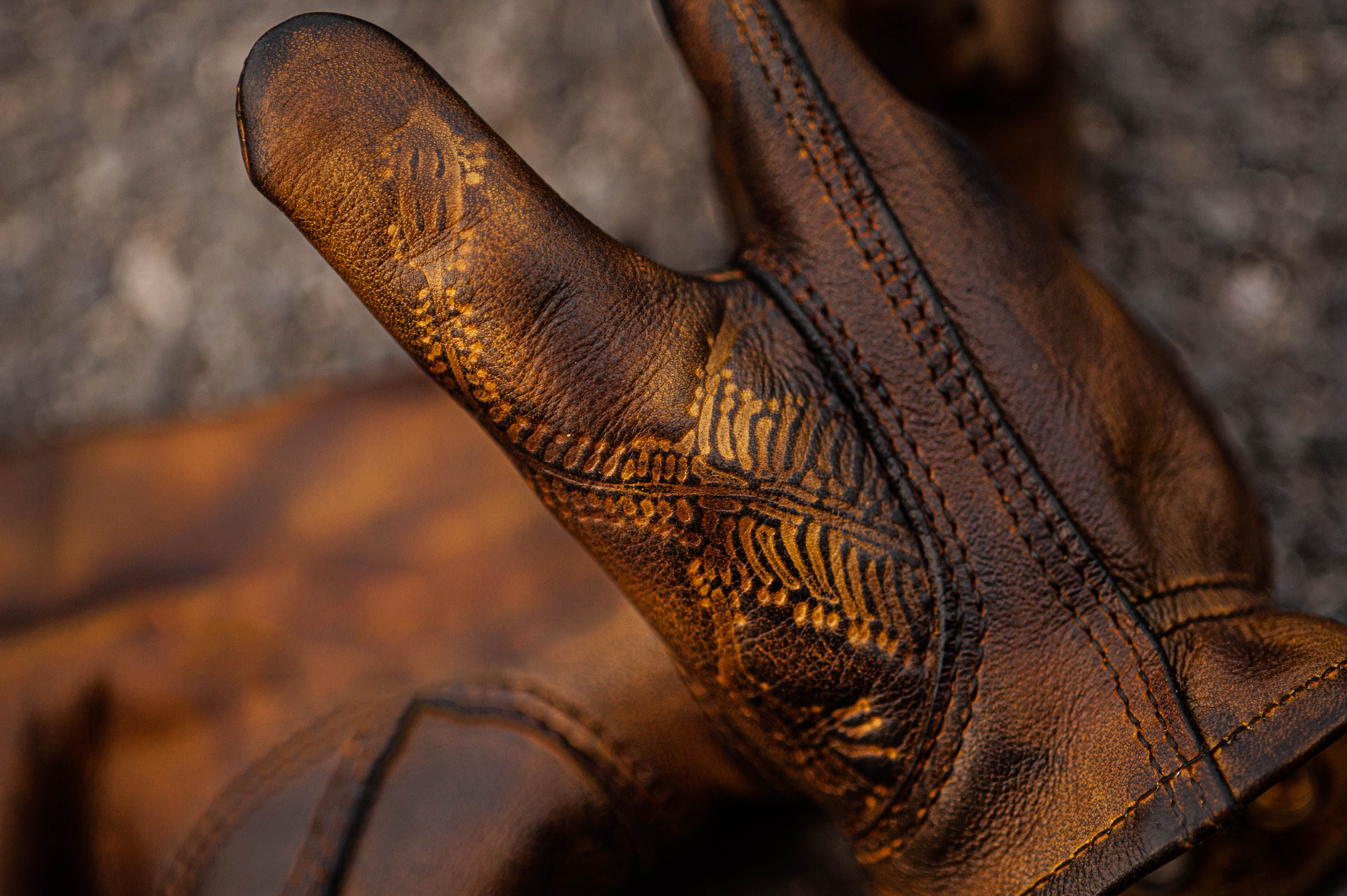 Vintage Distressed Brown Leather Handmade Motorcycle Riding Gloves