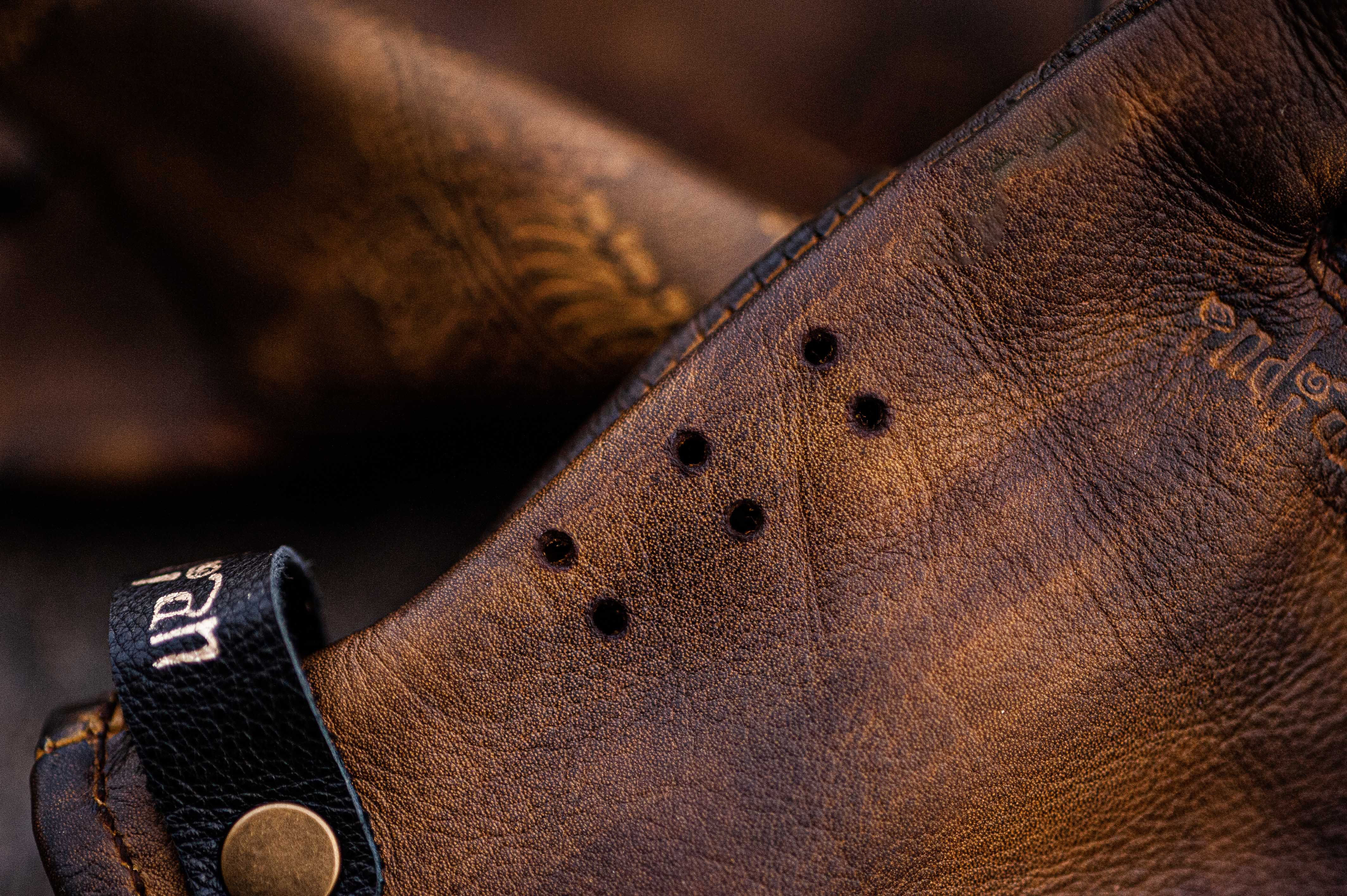 Vintage Distressed Brown Leather Handmade Motorcycle Riding Gloves