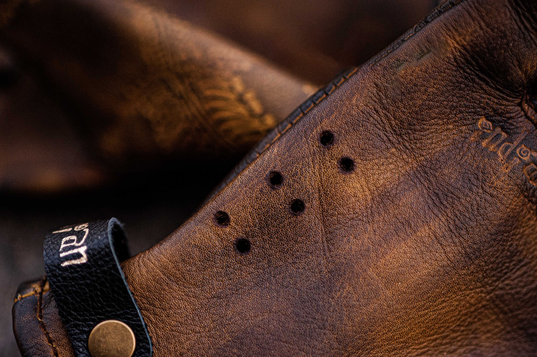 Vintage Distressed Brown Leather Handmade Motorcycle Riding Gloves