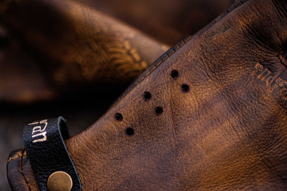 Vintage Distressed Brown Leather Handmade Motorcycle Riding Gloves