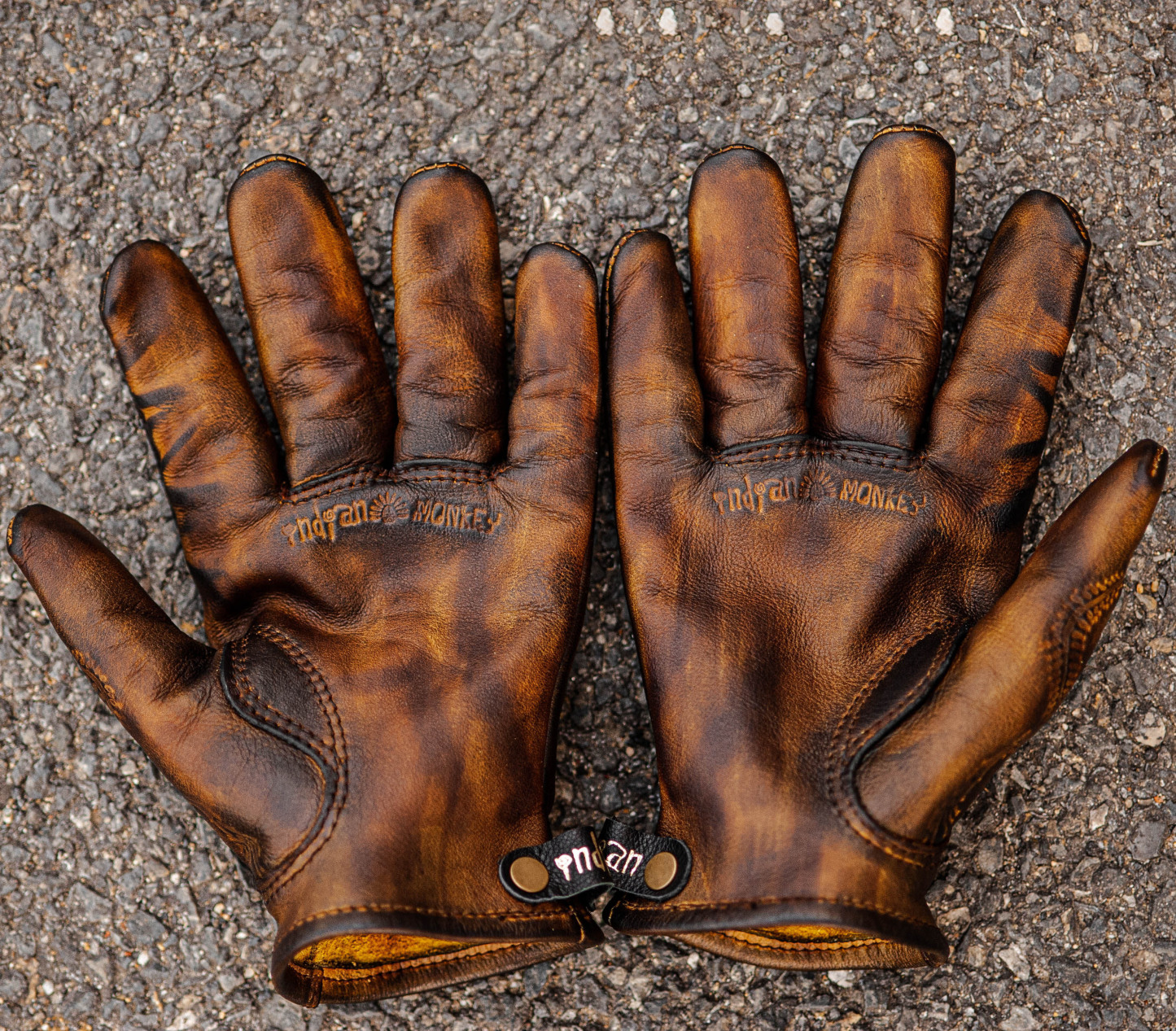 Vintage Distressed Brown Leather Handmade Motorcycle Riding Gloves