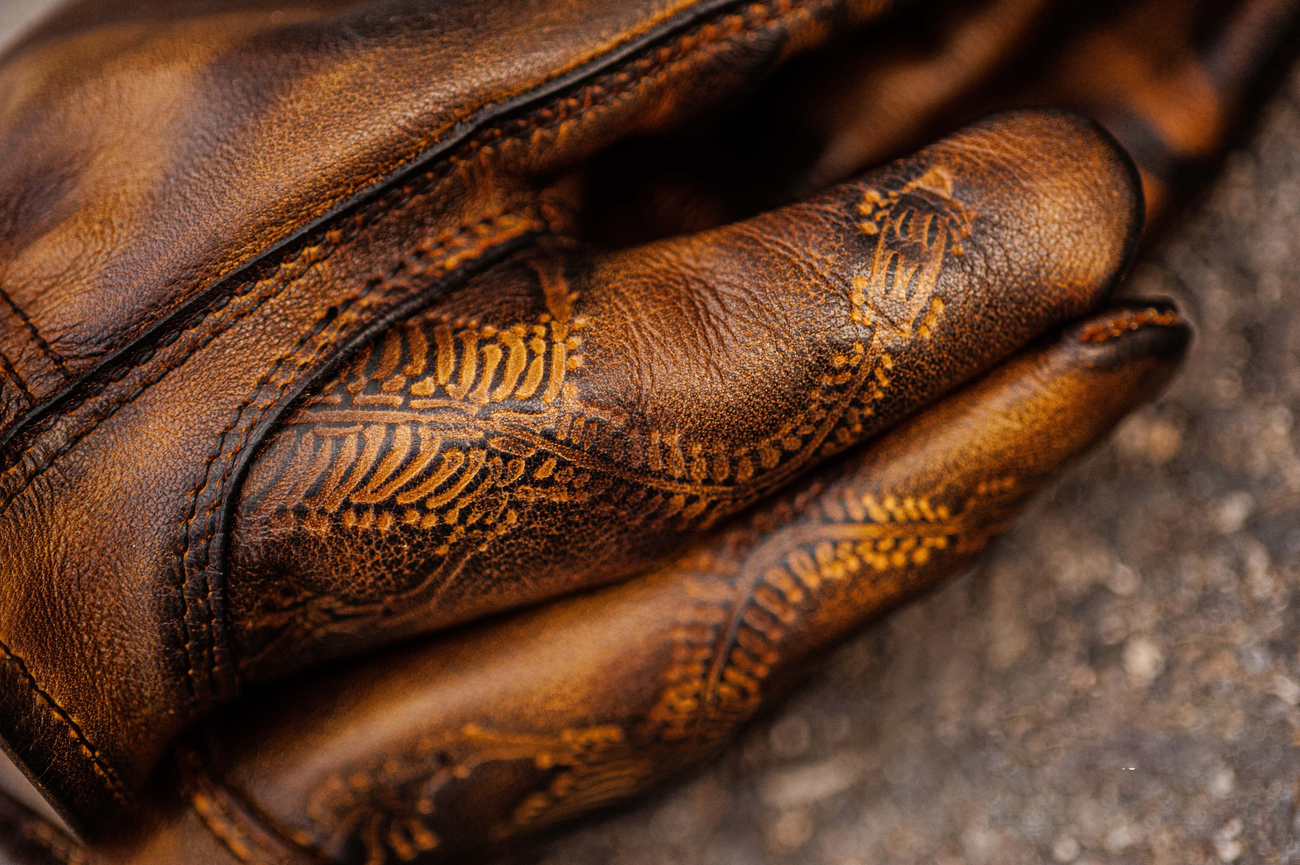 Vintage Distressed Brown Leather Handmade Motorcycle Riding Gloves