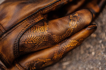 Vintage Distressed Brown Leather Handmade Motorcycle Riding Gloves