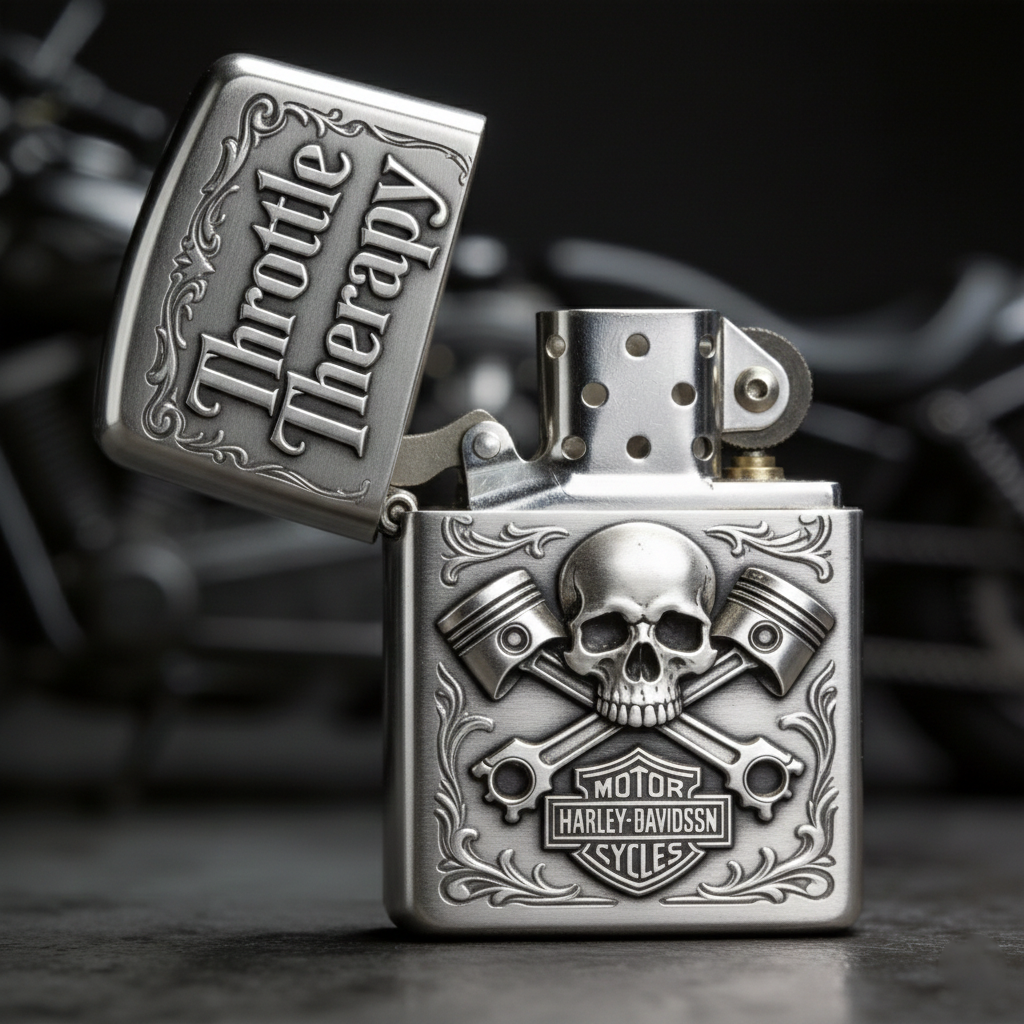 Piston Head - "Throttle Therapy" Industrial Chrome Lighter