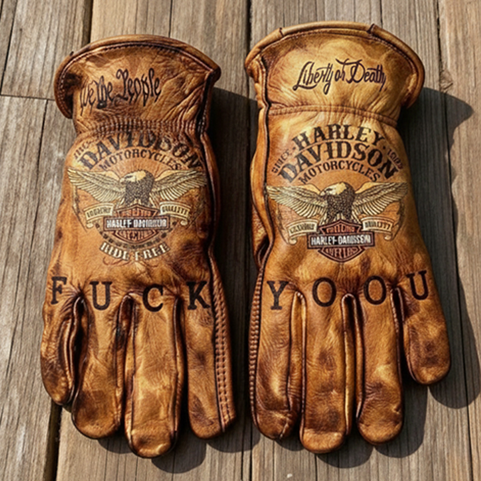 Patriotism Style Graphic Leather Gloves