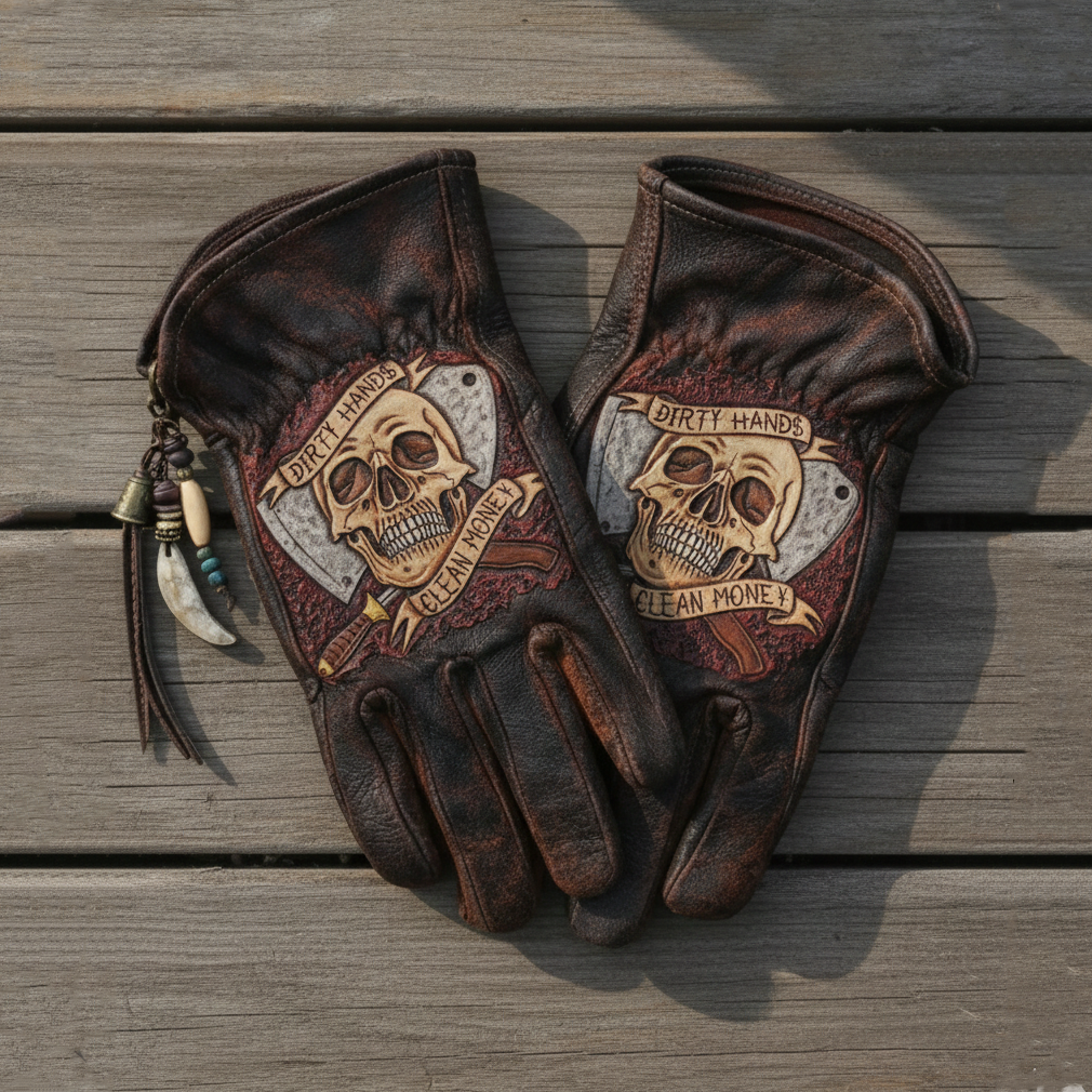 Vintage Style Pattern Motorcycle Riding Gloves
