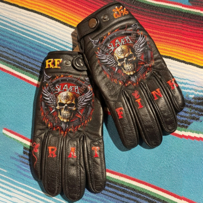 Vintage Style Pattern Motorcycle Riding Gloves