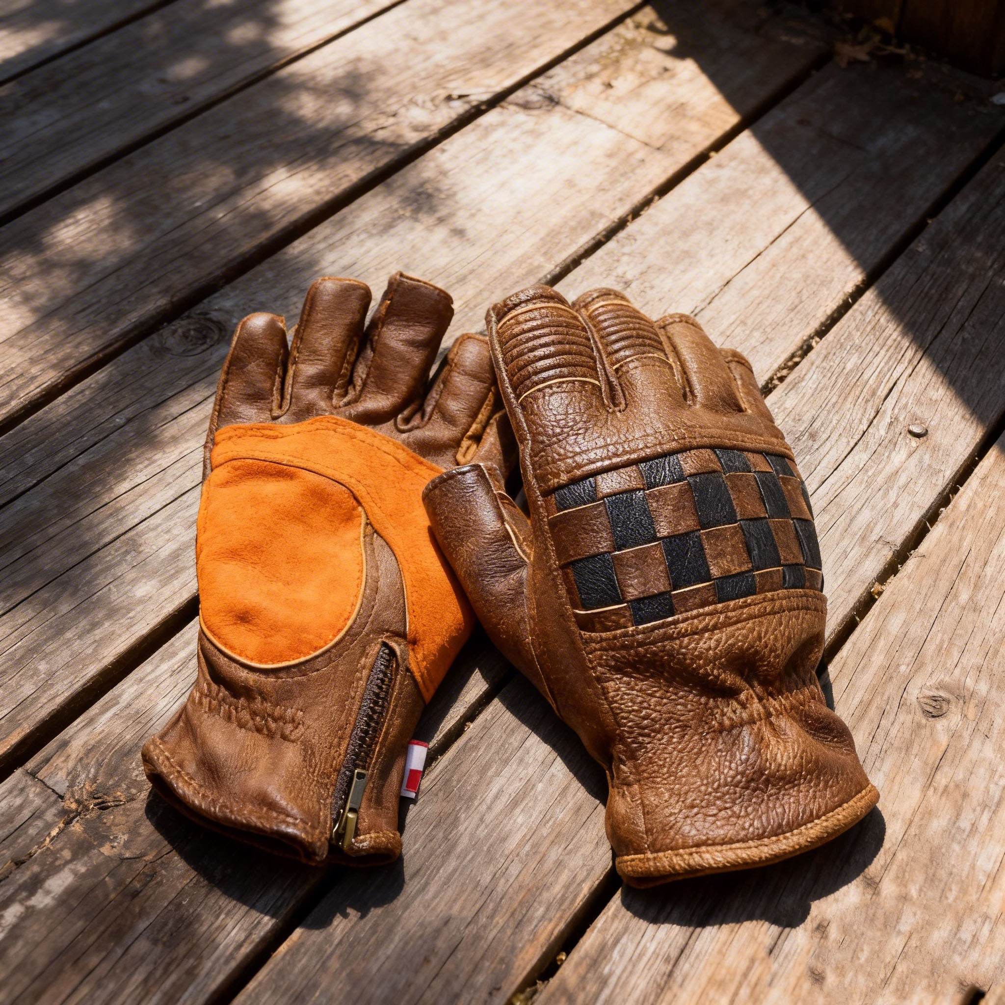 Vintage Biker Half Gloves for Motorcycle Enthusiasts