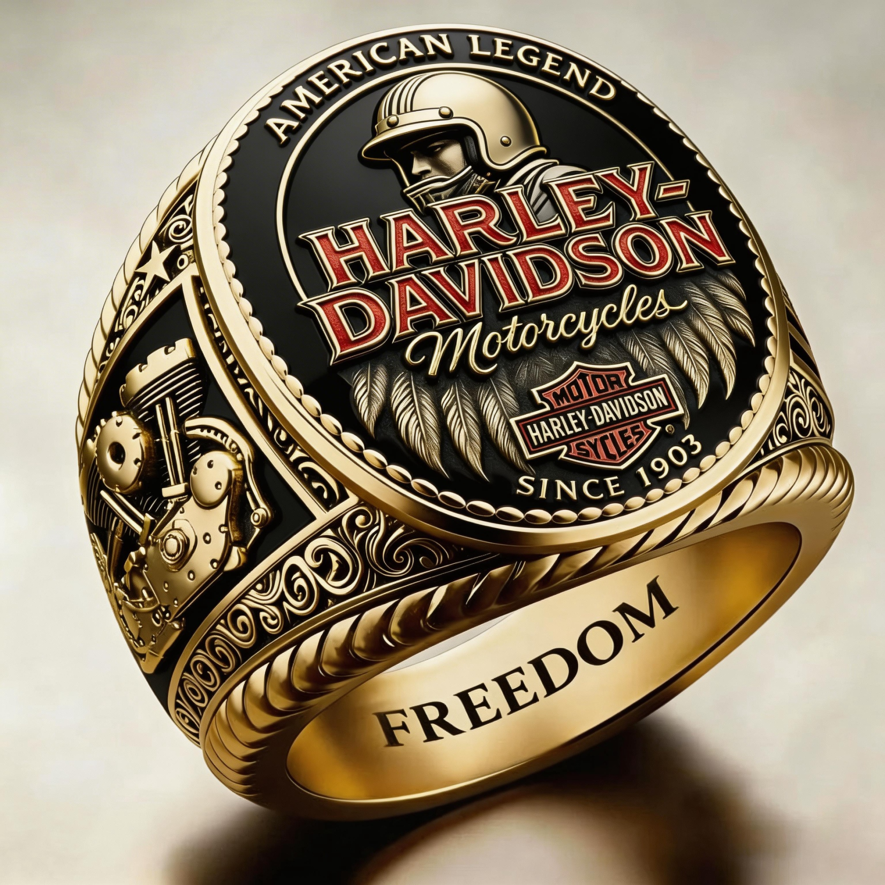 Classic American Motorcycle Style Vintage Biker Ring