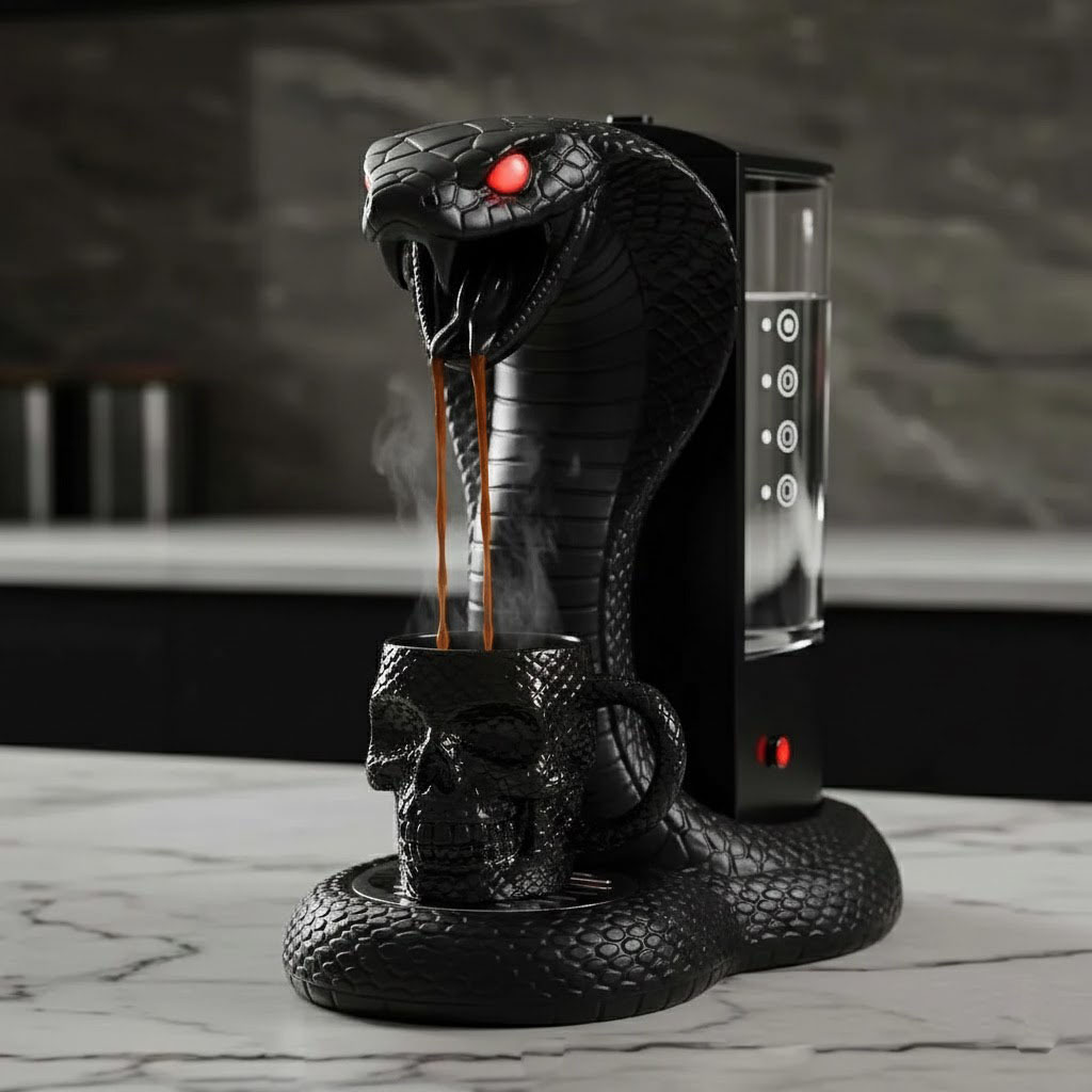 Dark Aesthetic Snake Coffee Maker for Expressive Living Spaces