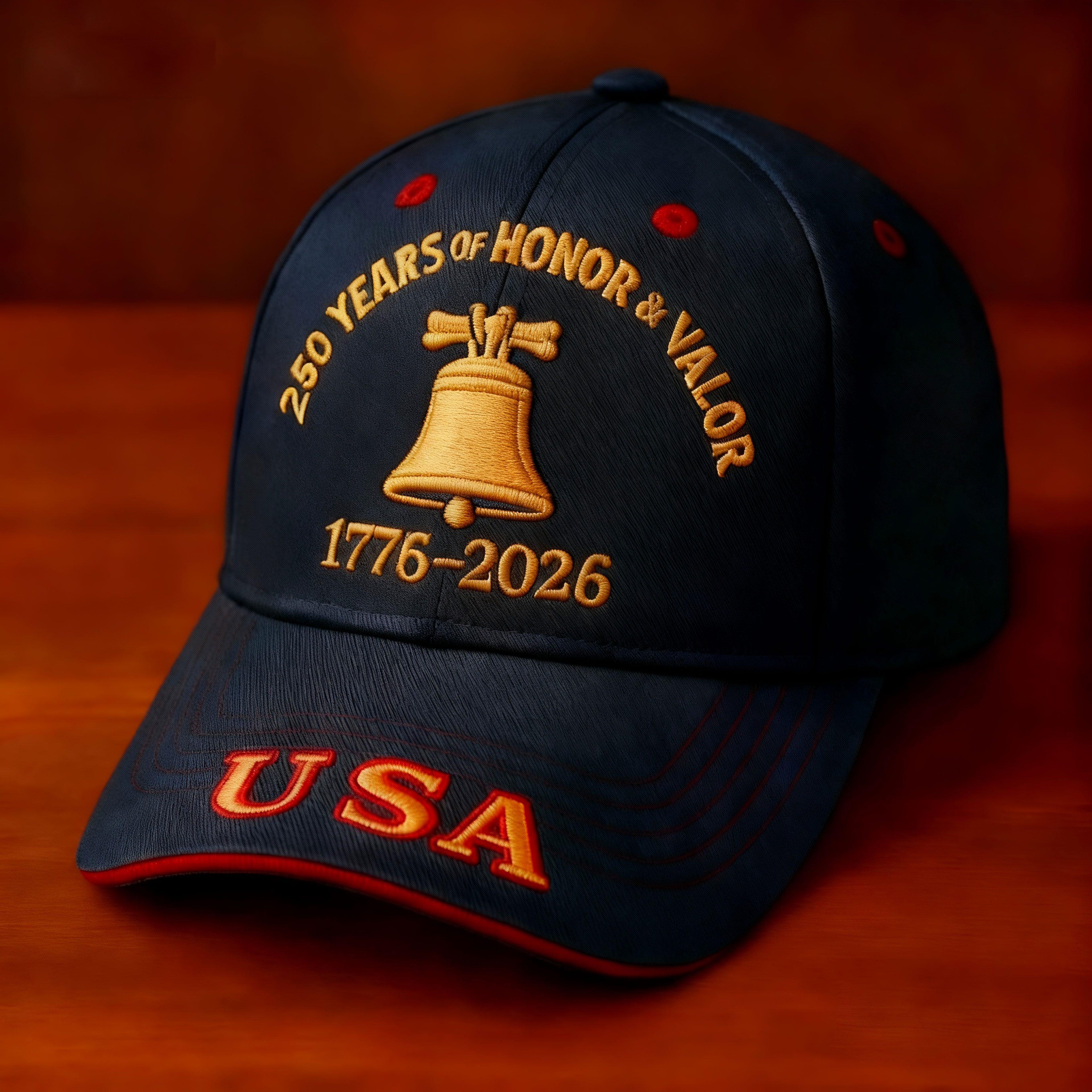 250th Anniversary Liberty Bell Embroidered Honor & Valor Patriotic Cap