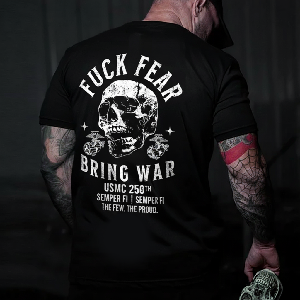 USMC 250th Anniversary Skull Graphic Black T-Shirt – “Fearless Warrior” Limited Edition