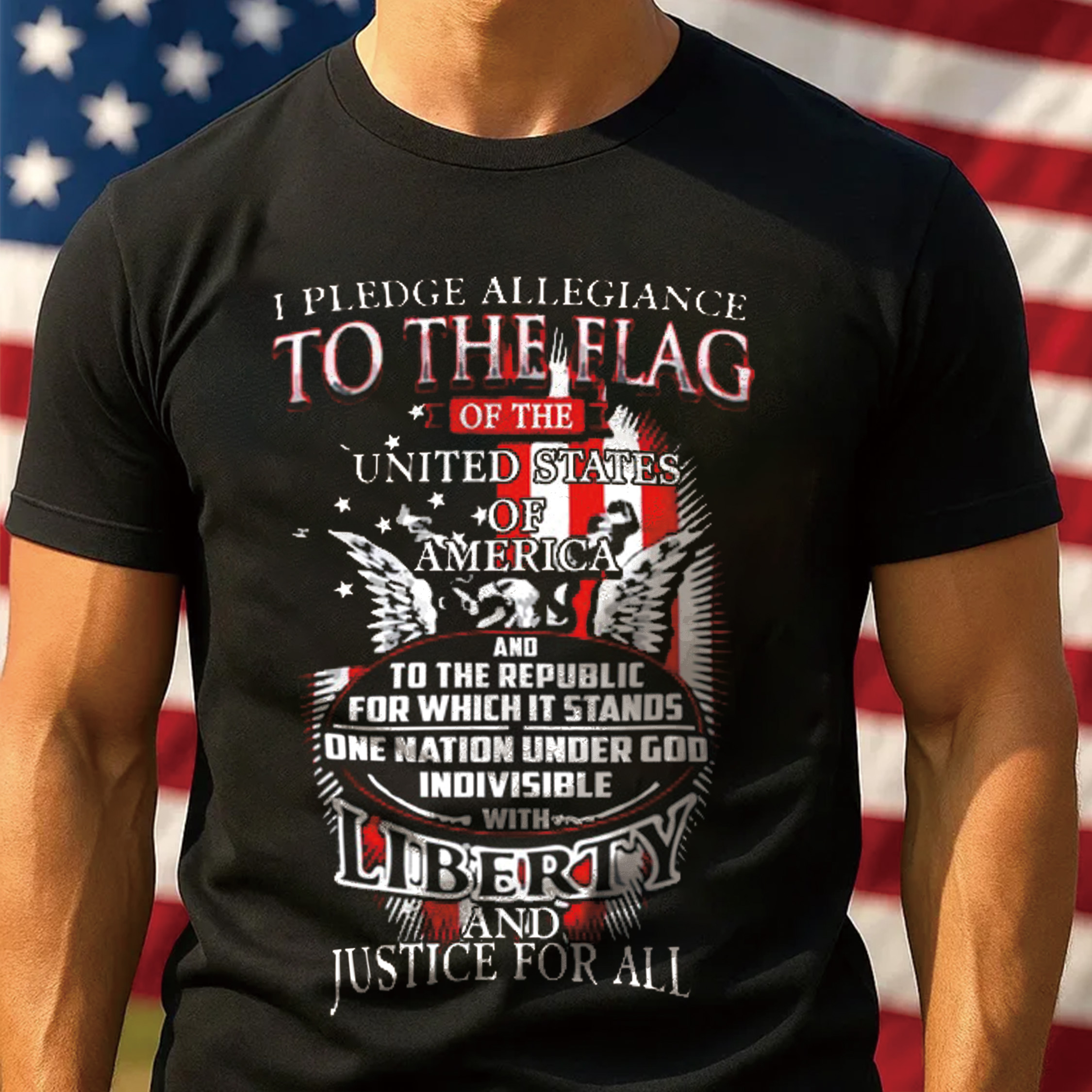 U.S. Pledge of Allegiance T-Shirt – Patriotic Liberty and Justice Graphic Tee