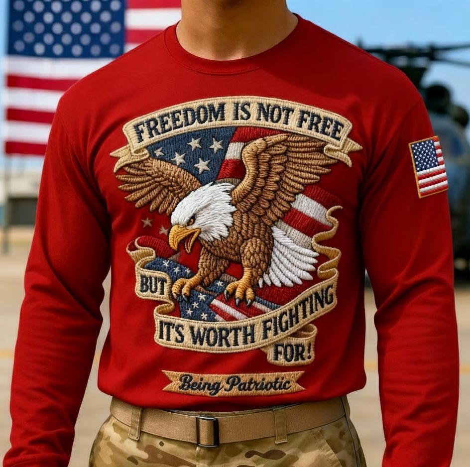 "Freedom Is Worth Fighting For" Themed Men's Long-Sleeve