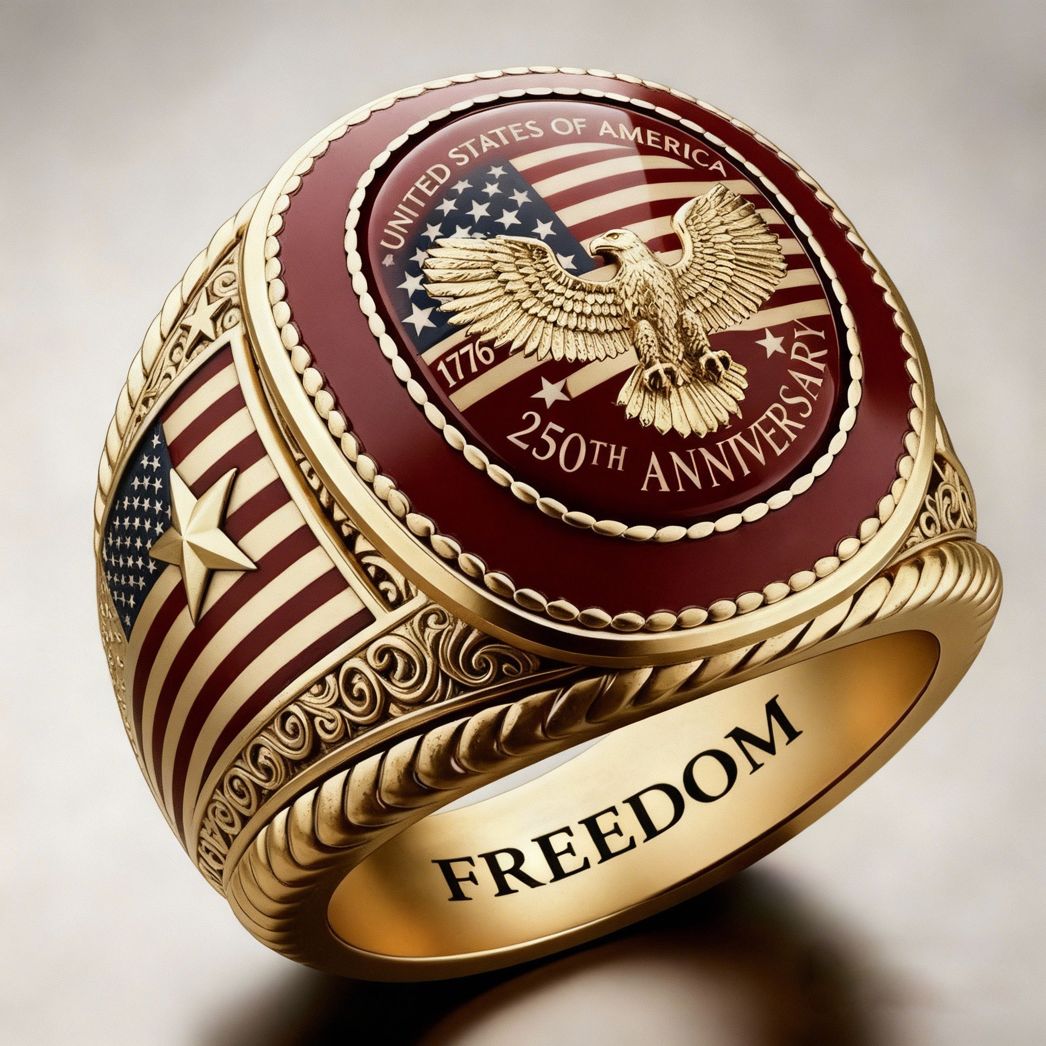 U.S. 250th Anniversary Flag & Eagle Freedom Ring