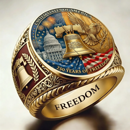 Patriotic American Plated Military Commemorative Ring