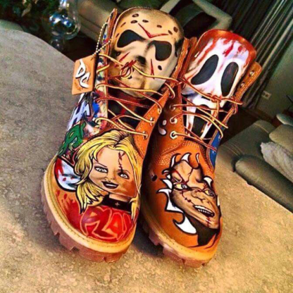 Horror Movie Style Custom Hand Painted Character Leather Boots