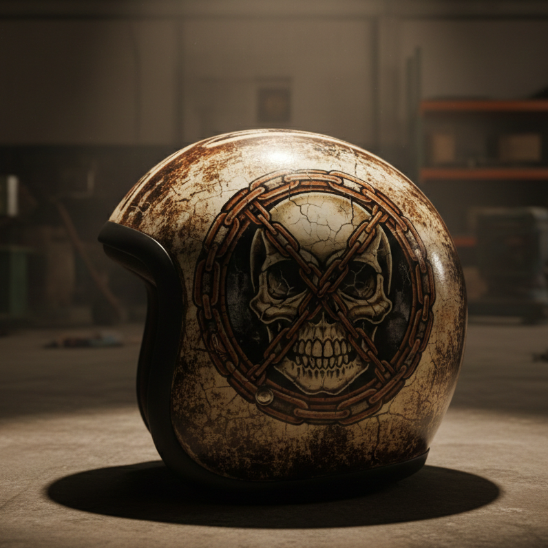 Retro Death Skull Motorcycle Helmet