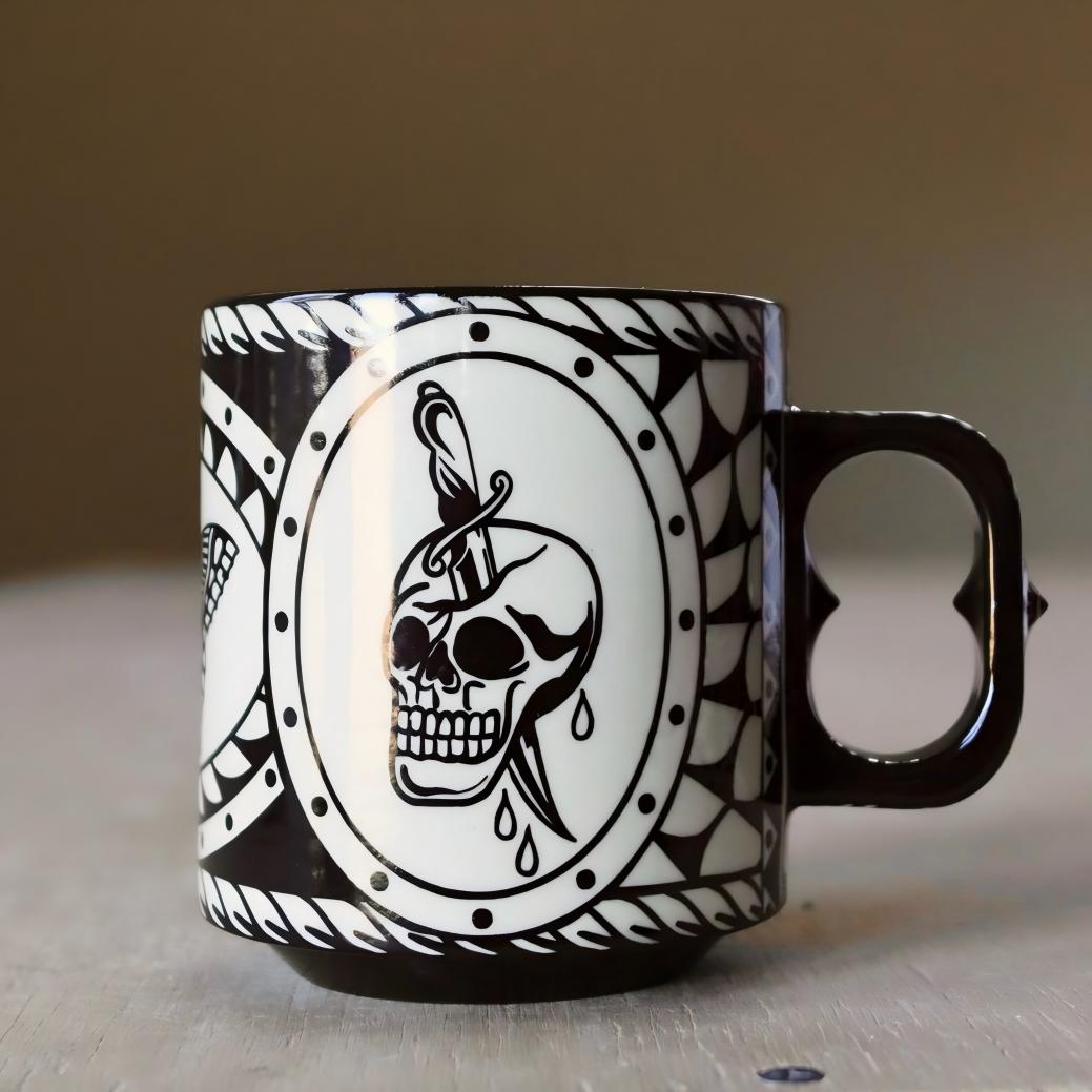 Gothic Coffee Mug – Skeleton Art Cup for Punk & Alternative Style
