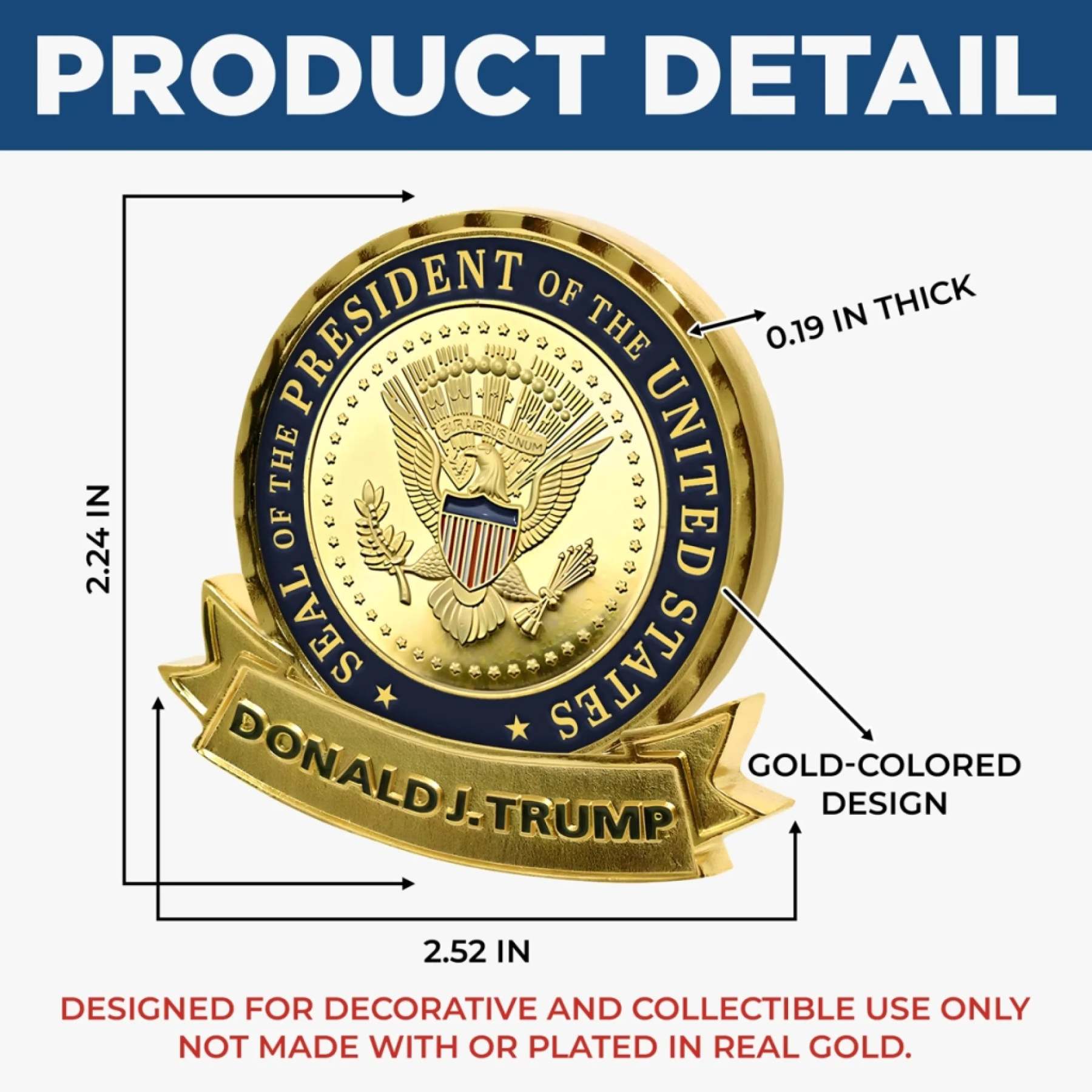 Republican State Commemorative Challenge Coin - US Patriotic Pride Gifts For Conservative Supporters -  History Remembers The Bold