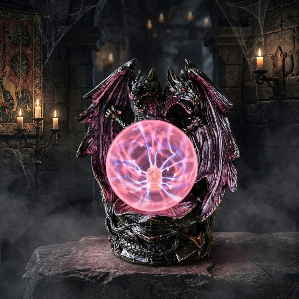 Mystic Two-Headed Dragon Plasma Ball USB Powered Gothic Desk Lamp