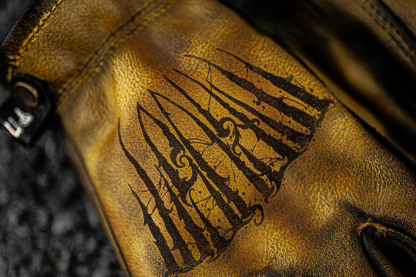 Vintage Distressed Leather Skull Graphic Motorcycle Riding Gloves