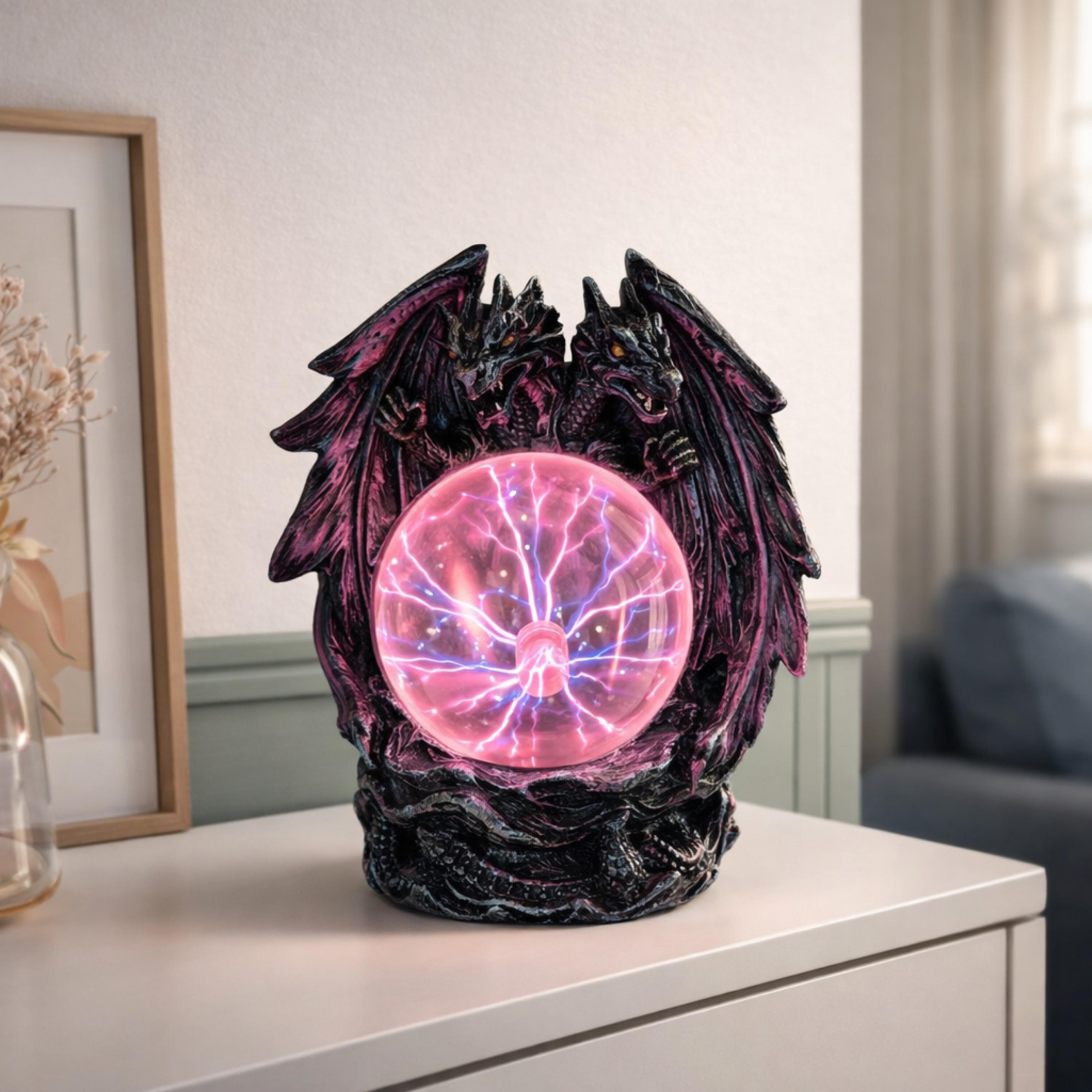 Mystic Two-Headed Dragon Plasma Ball USB Powered Gothic Desk Lamp