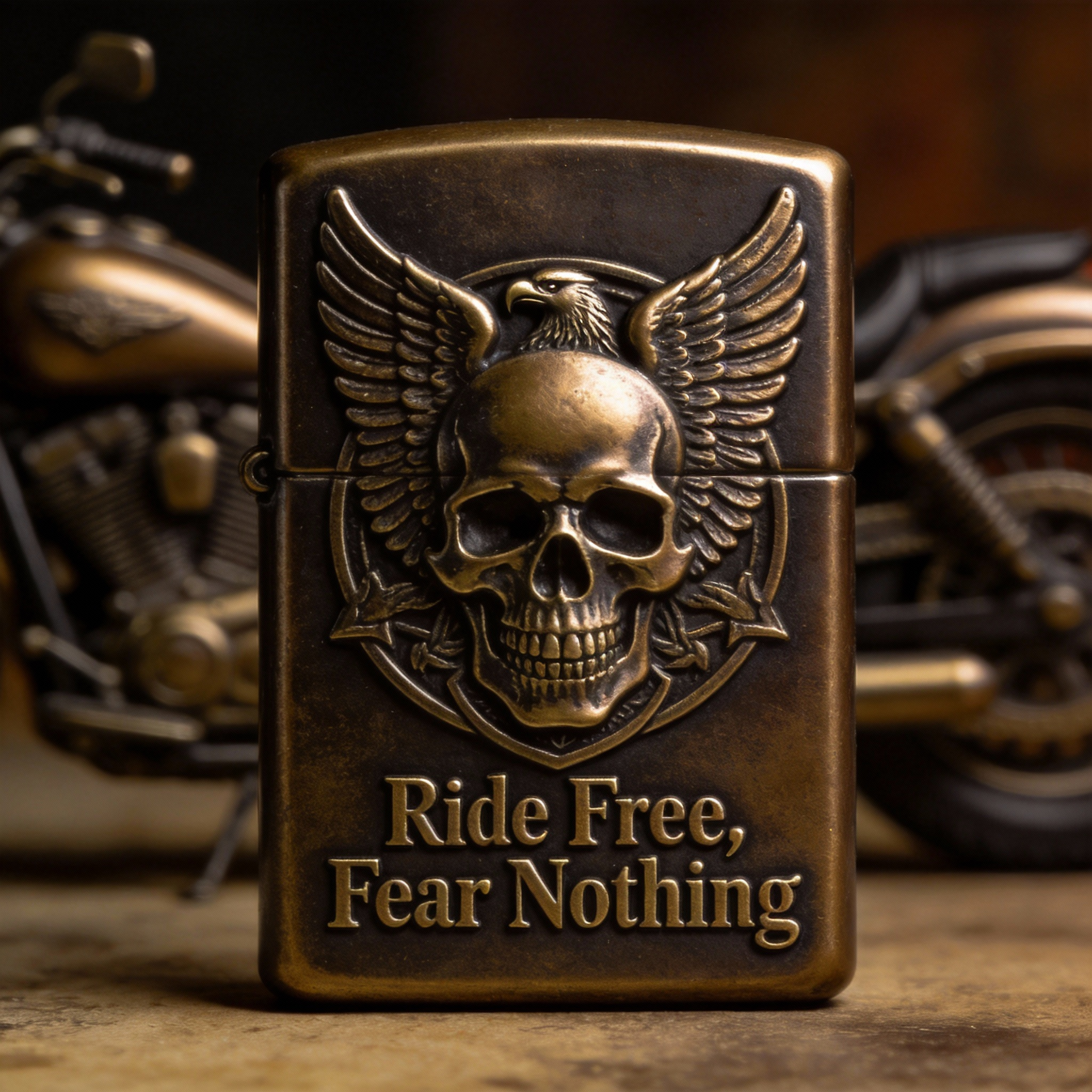 Freedom Wings: "Ride Free, Fear Nothing" Brass Piece