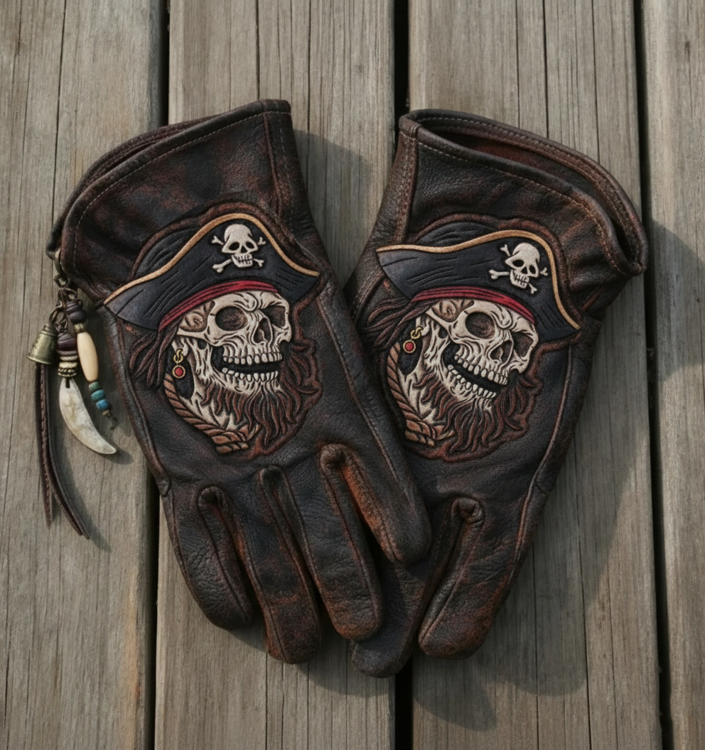 Vintage Style Pattern Motorcycle Riding Gloves