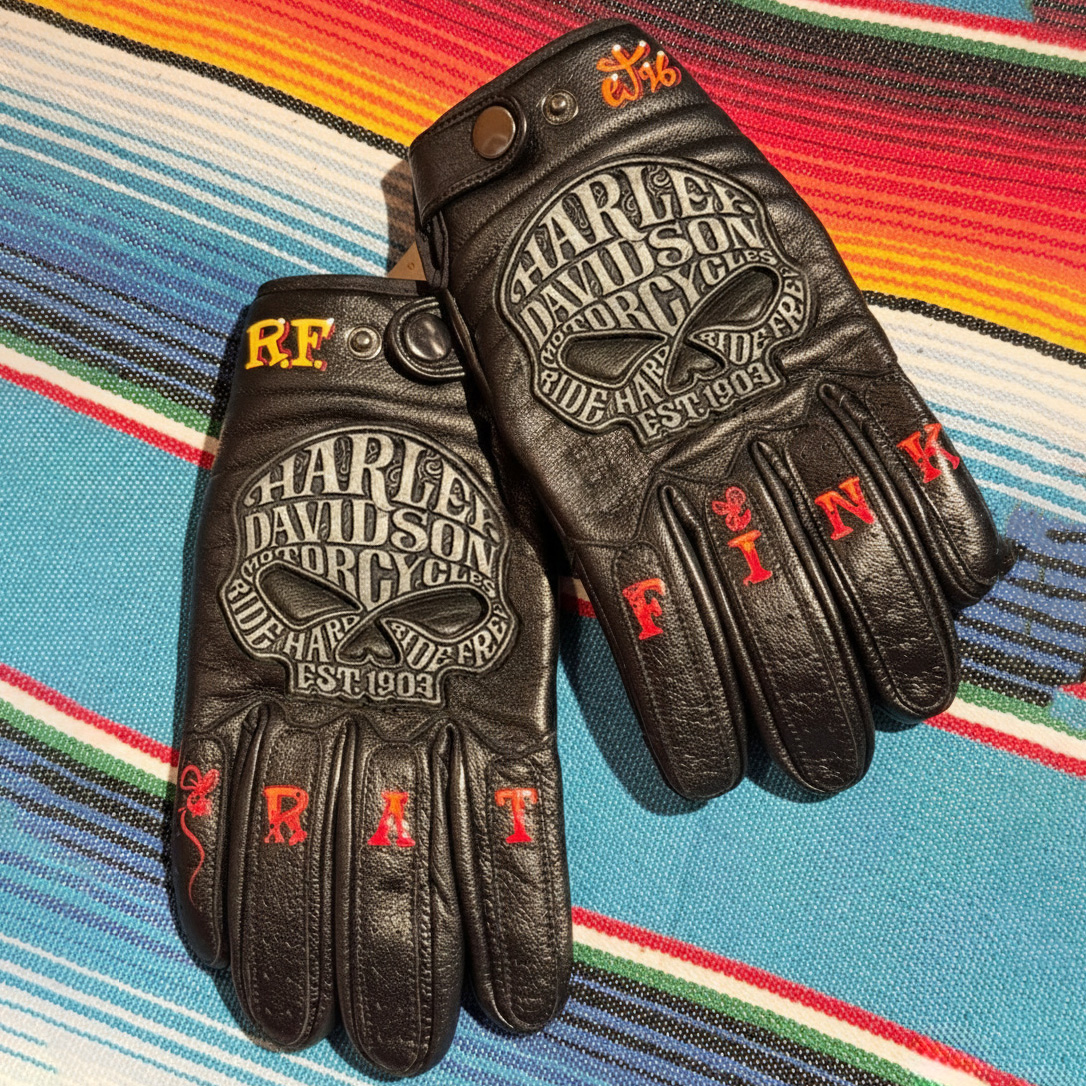 Vintage Style Pattern Motorcycle Riding Gloves