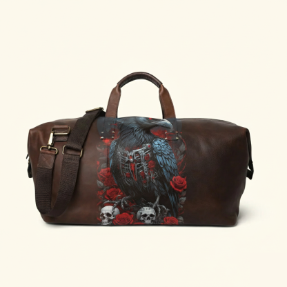 Vintage Tattoo Art Leather Edgy Graphics Duffel Bag